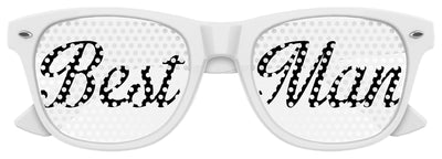 Funglasses BEST MAN wedding party sunglasses white frame with tinted lenses, stylish accessory for wedding celebrations