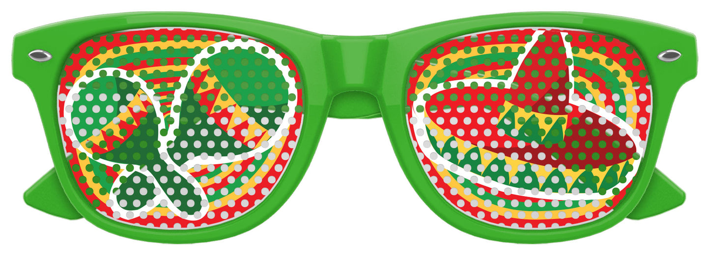 Green Cinco de Mayo party sunglasses from Funglasses with festive design, ideal for celebrations and themed events.