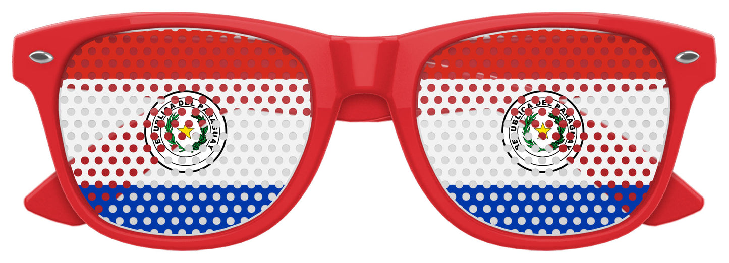 Funglasses Paraguay flag sunglasses with red and blue colors, featuring Paraguay national flag design for World Cup celebrations