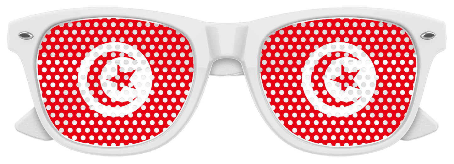 White Tunisia flag sunglasses by Funglasses featuring Tunisia flag design for World Cup celebrations.