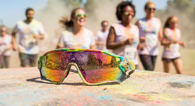 Party sunglasses for a color run event