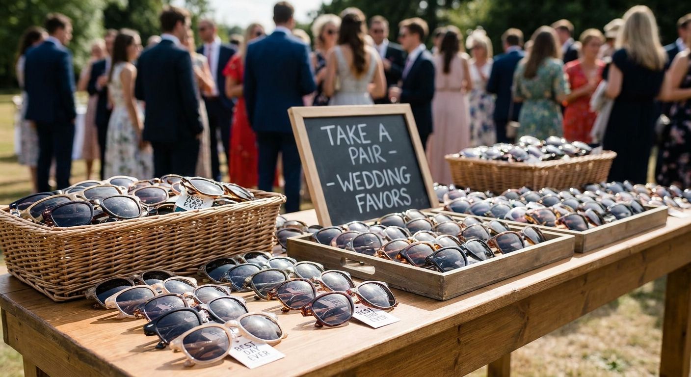 How to plan sunglasses favors for a large wedding guest list