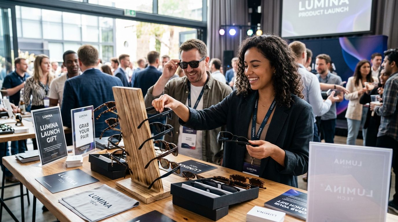 How to use sunglasses as swag at a product launch event
