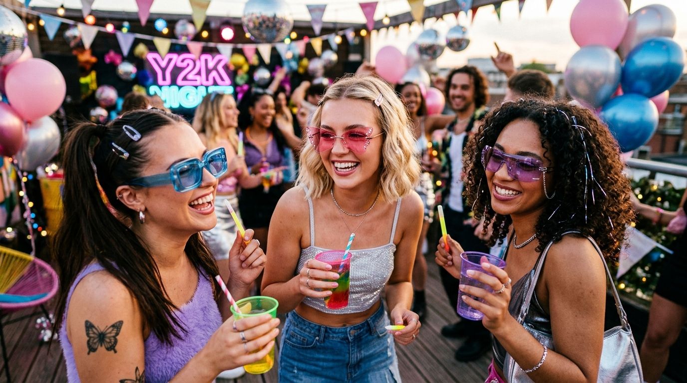 Party sunglasses for a Y2K themed party