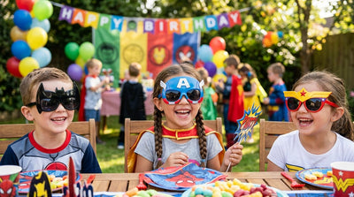 Party sunglasses for a superhero themed birthday party