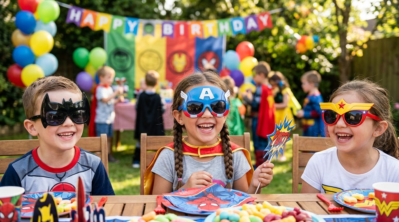 Party sunglasses for a superhero themed birthday party