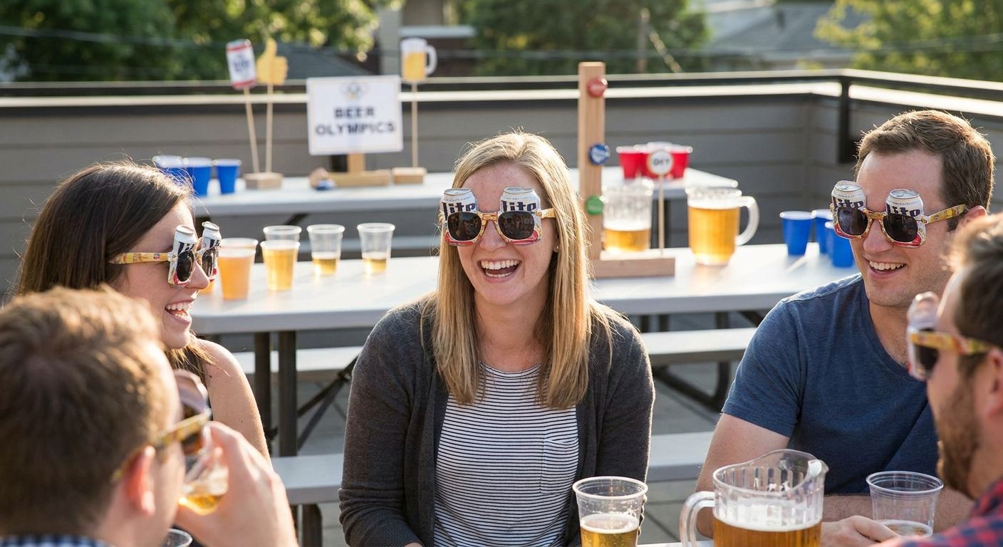 Party sunglasses for a beer olympics party
