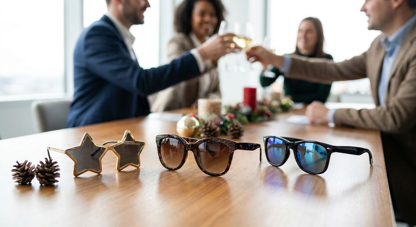 Party sunglasses for corporate holiday events