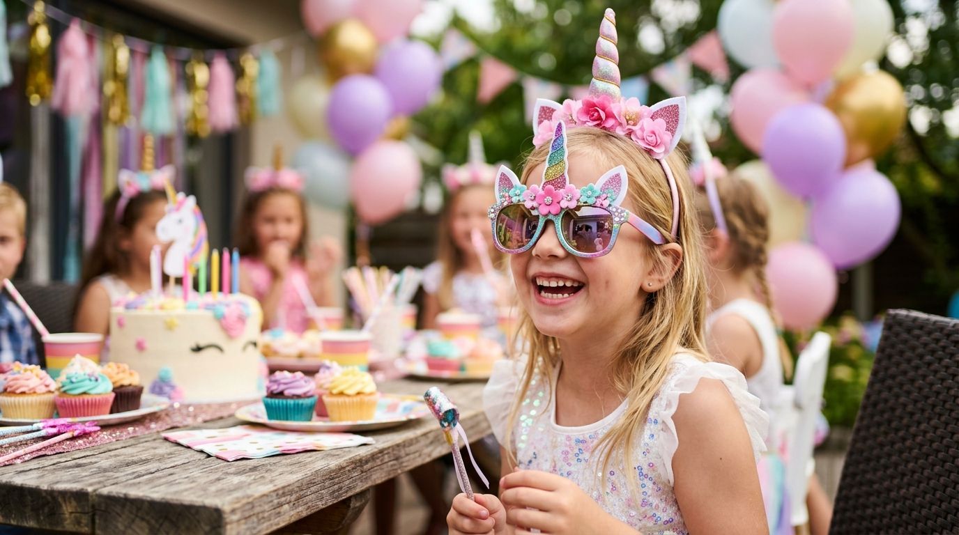 Party sunglasses for a unicorn themed birthday party