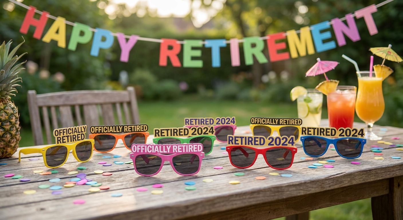 Party sunglasses for retirement celebrations