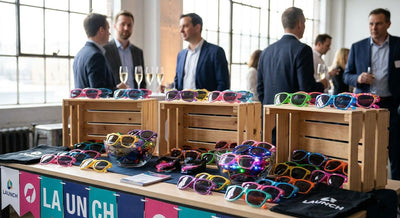 Party sunglasses for a company product launch event