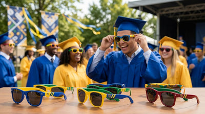 Can graduation sunglasses be personalized with school colors?
