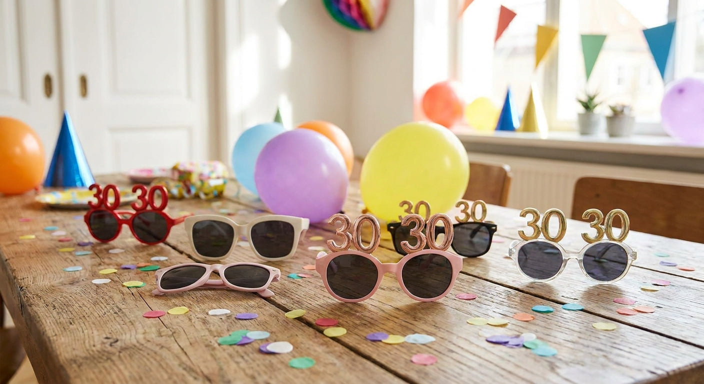 Party sunglasses for 30th birthday celebrations