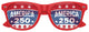 AMERICA 250 red party sunglasses by Funglasses for patriotic celebrations.