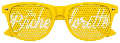 Yellow Bachelorette wedding party sunglasses by Funglasses, stylish UV-protective eyewear for bridal celebrations.