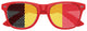 Red Belgium flag sunglasses by Funglasses, designed for World Cup parties, showcasing the bold flag pattern and stylish frame.