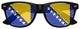 Black sunglasses featuring the Bosnia and Herzegovina flag design, perfect for World Cup celebrations by Funglasses.