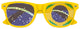 Funglasses Brazil flag World Cup party sunglasses with yellow and green design, featuring the Brazilian flag and sports theme.