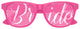 Pink Bride wedding party sunglasses from Funglasses featuring stylish frame and "Bride" lettering for bridal celebrations.