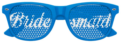 Funglasses bridesmaid wedding party sunglasses in blue with round frames, perfect for bridal events and outdoor celebrations.