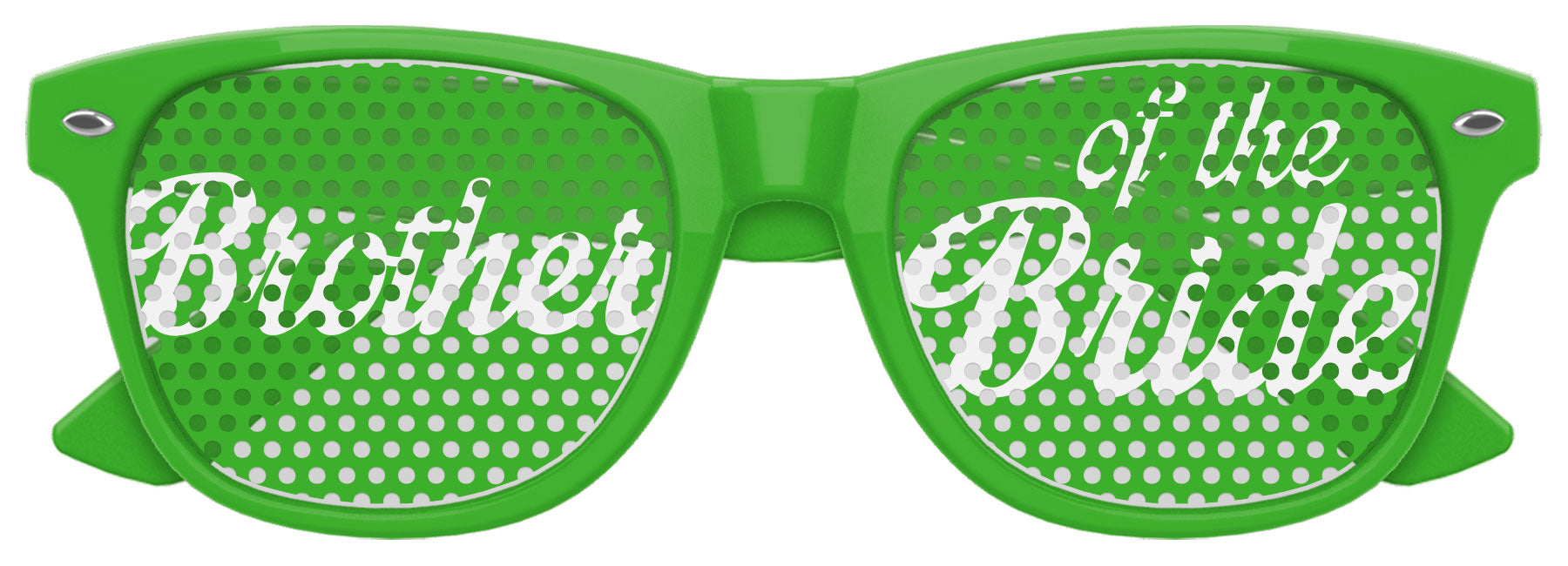 Funglasses BROTHER OF THE BRIDE wedding party sunglasses in green, stylish eyewear for the groom's brother at the wedding.