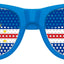 Funglasses with Cabo Verde flag design for World Cup party, featuring blue tint and stylish frame.