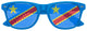 Blue Congo flag sunglasses by Funglasses with "CONGO" text, perfect for World Cup parties, featuring vibrant colors and sporty style.