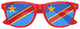 Red Congo flag sunglasses by Funglasses, featuring bold flag design, perfect for World Cup parties and celebrating football events.