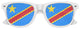Congo flag themed party sunglasses by Funglasses with white frames and Congo flag design for World Cup celebrations.