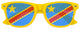 Congo flag sunglasses by Funglasses featuring yellow lenses and flag design for World Cup celebrations.