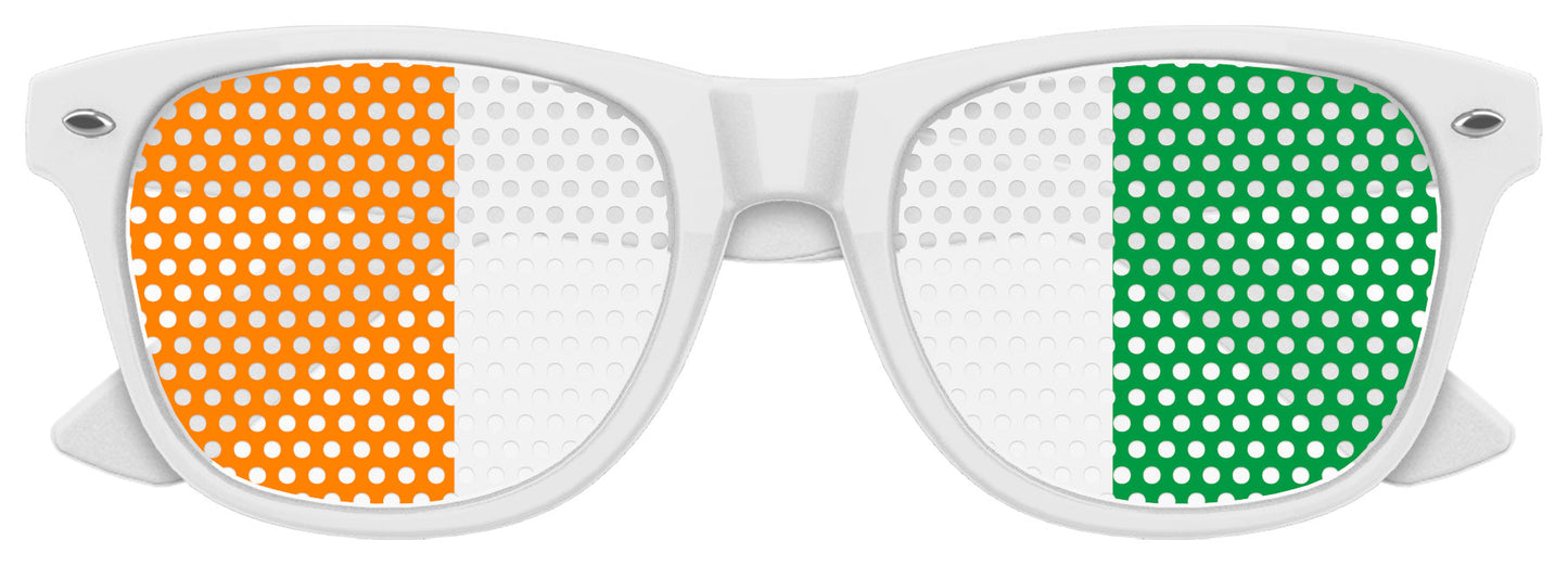 Funglasses Côte d’Ivoire flag sunglasses with white frame and national flag design, perfect for World Cup celebrations.