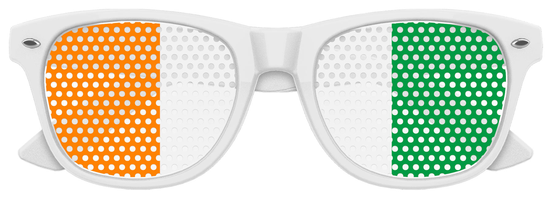 Funglasses Côte d’Ivoire flag sunglasses with white frame and national flag design, perfect for World Cup celebrations.