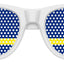 Curaçao flag World Cup party sunglasses by Funglasses with white frame and Curaçao flag design on the lenses.