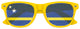 Curaçao flag sunglasses with yellow lenses and black frames, featuring Curaçao flag design, for World Cup celebrations.