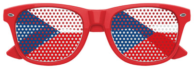 Czech Republic flag sunglasses with red, white, and blue colors, designed for World Cup parties, by Funglasses.