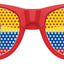 Ecuador flag World Cup party sunglasses by Funglasses featuring red, green, and yellow colors with Ecuador flag design lenses.