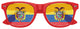 Ecuador flag World Cup party sunglasses by Funglasses with red, yellow, and blue colors, featuring the Ecuador flag design.
