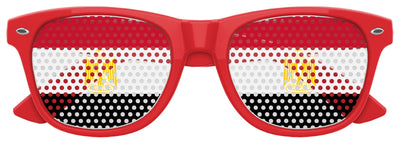 Egypt flag sunglasses for World Cup parties by Funglasses, featuring red, white, and black Egyptian flag design.