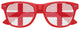 Funglasses with England flag design for World Cup celebrations, featuring red, white, and blue colors and a stylish sunglasses frame.