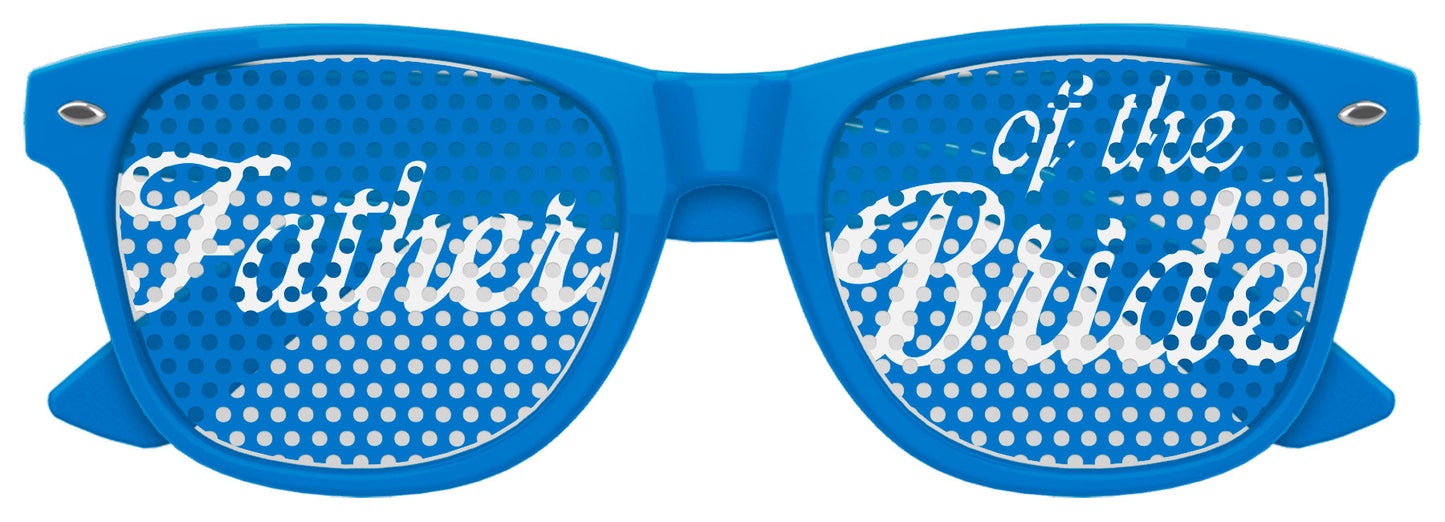 Father of the bride wedding party sunglasses by Funglasses, featuring blue-tinted lenses and stylish design for special occasions