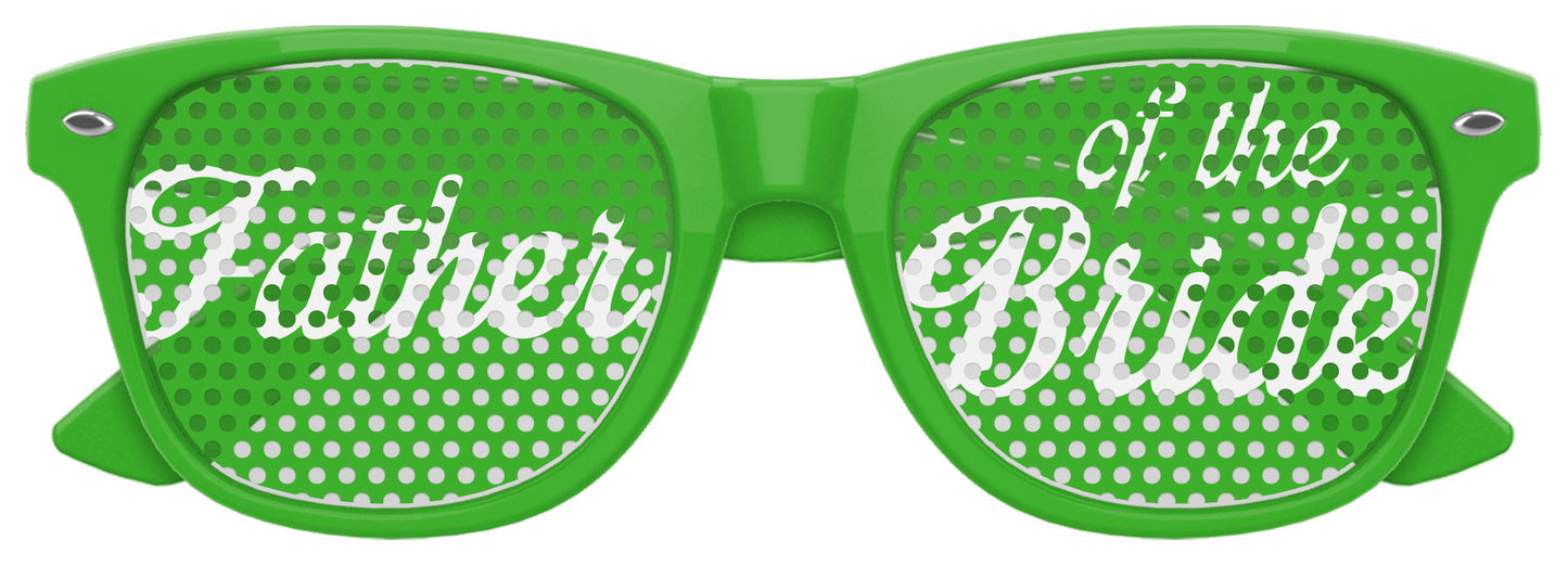 Father of the bride Funglasses wedding party sunglasses with green tinted lenses and stylish black frame.
