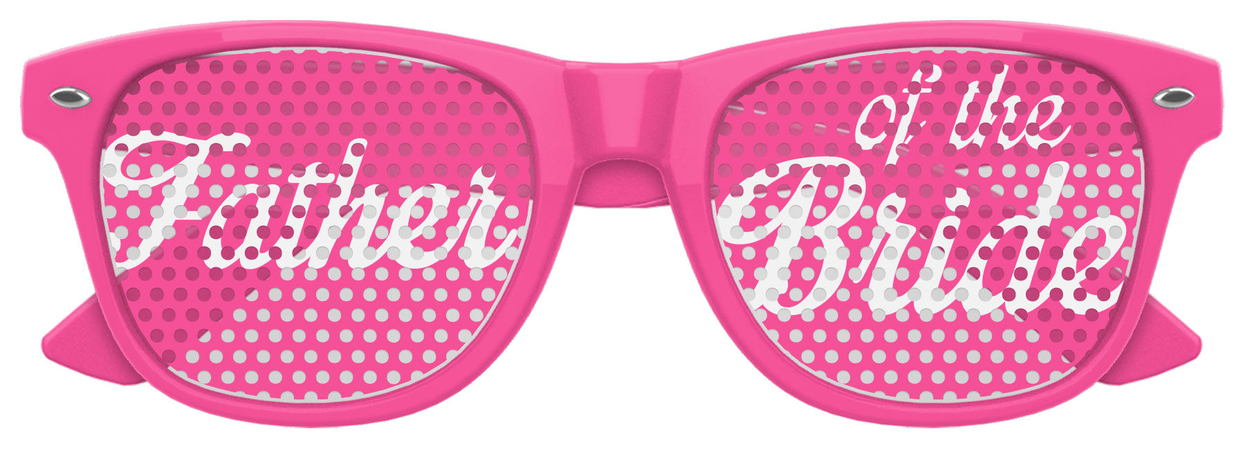 Pink Father of the Bride wedding party sunglasses by Funglasses, stylish eyewear for special wedding occasions.