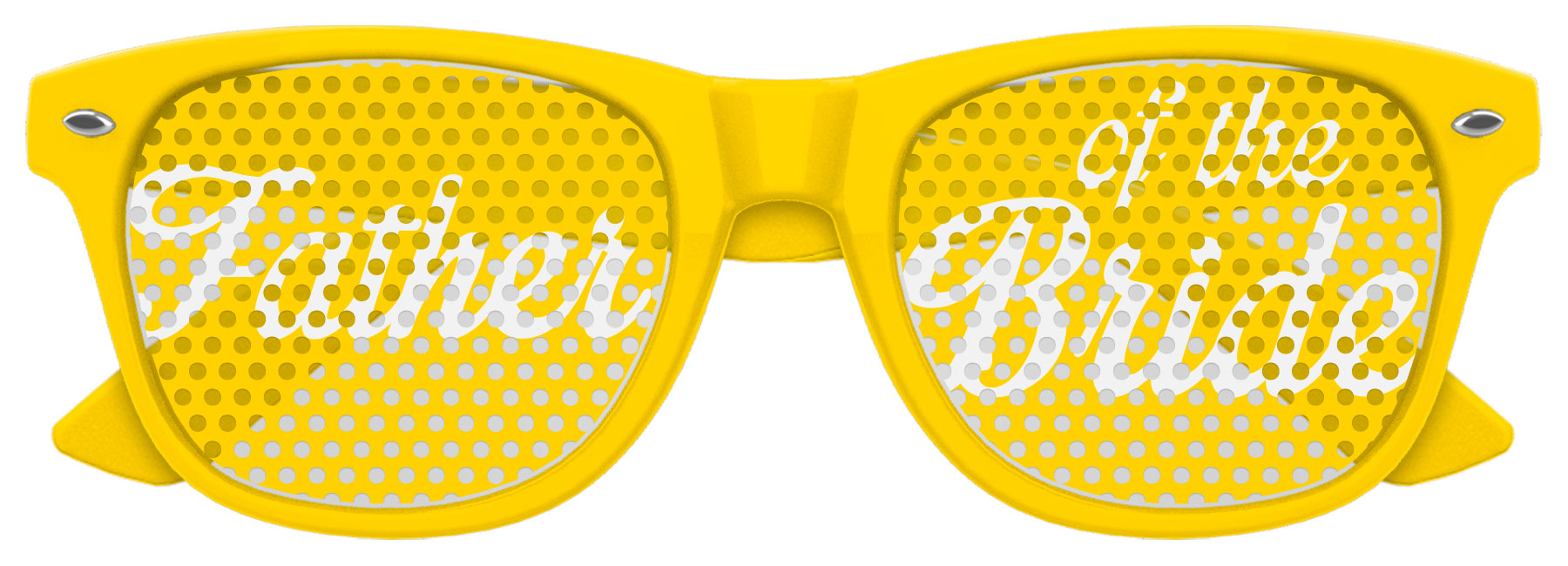 Funglasses father of the bride wedding party sunglasses in yellow with dark lenses, stylish accessory for wedding photos