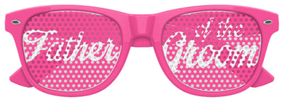 Pink Father of the Groom wedding party sunglasses by Funglasses, stylish eyewear with tinted lenses for special occasions.