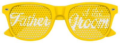 Funglasses for the father of the groom in yellow, stylish wedding party sunglasses with dark lenses and sleek design.