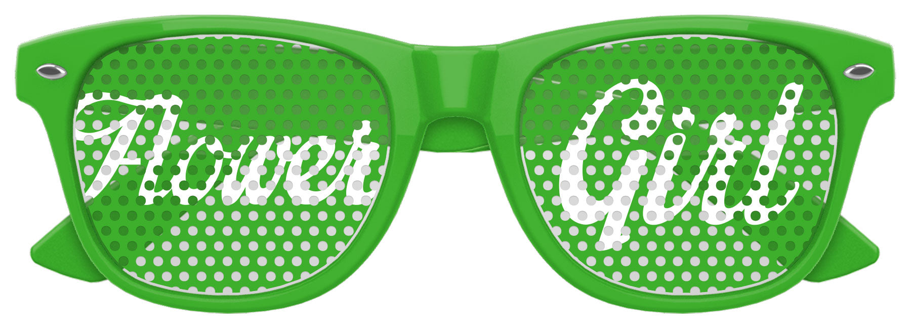 Flower girl wedding party sunglasses from Funglasses in green with playful floral design and tinted lenses.
