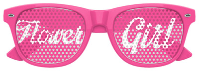 Pink flower girl sunglasses for wedding party by Funglasses, featuring floral design and UV protection for young children
