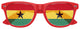 Red Ghana flag World Cup party sunglasses by Funglasses, featuring bold Ghana colors and flag design with tinted lenses.
