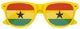 Yellow Ghana flag-themed sunglasses by Funglasses for World Cup parties, featuring vibrant colors and UV protection.