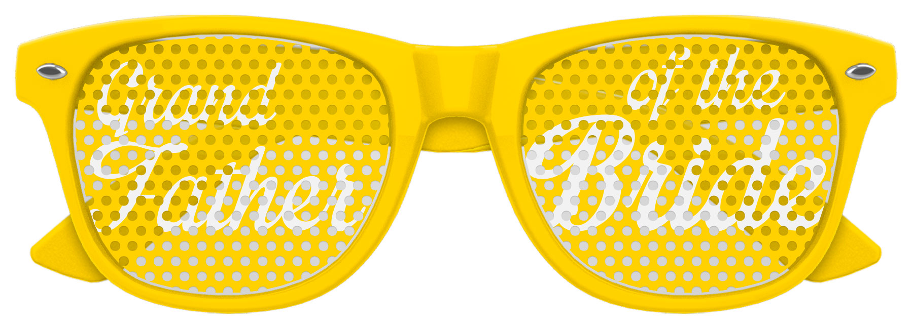 Grandfather of the bride wedding party sunglasses by Funglasses in yellow, with classic design and UV protection.